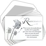 Lot 5 cartes remerciements condoléances argenté +5 enveloppes blanches 9x14cm