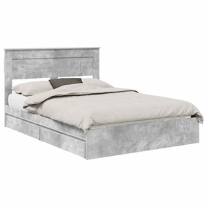 vidaXL Lit de Rangement Gris béton 150 x 200 cm Bois d'ingénierie