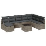vidaXL Ensemble de canapé de jardin 9 pièces avec coussins en poly rattan gris