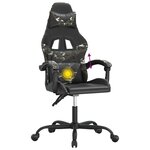 vidaXL Chaise de jeu pivotante Noir et camouflage Similicuir