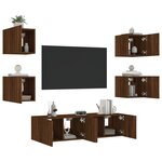 vidaXL Unités murales TV avec LED 6 Pièces chêne marron bois d'ingénierie