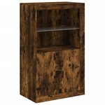 vidaXL Buffet avec lumières LED chêne fumé 181 5x37x100 cm