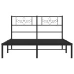 vidaXL Cadre de lit métal avec tête de lit noir 140x190 cm