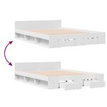 vidaXL Cadre de lit avec tiroirs blanc 140x190cm bois d'ingénierie