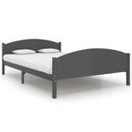 vidaXL Cadre de lit Gris foncé Bois de pin massif 160x200 cm