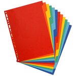 Intercalaires Carte Lustrée 400g 12 Positions - A4 Maxi - Couleurs Assorties - X 15 - Exacompta