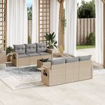 vidaXL Salon de jardin avec coussins 7 Pièces beige résine tressée