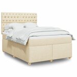 vidaXL Sommier à lattes de lit avec matelas Crème 140x200 cm Tissu