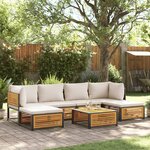 vidaXL Salon de jardin avec coussins 7 Pièces bois massif d'acacia