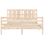vidaXL Cadre de lit avec tête de lit 160x200 cm bois massif