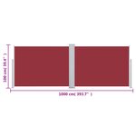 vidaXL Auvent latéral rétractable Rouge 100 x 1000 cm