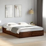 vidaXL Cadre de lit chêne marron 140x190 cm bois d'ingénierie et métal