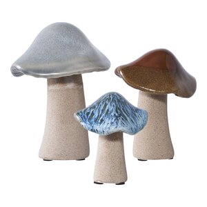 3 champignons décoratifs en céramique à poser