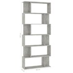 vidaXL Bibliothèque/Séparateur de pièce Gris béton Bois d'ingénierie