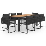 vidaXL Salon de jardin 9 Pièces PVC Résine tressée Noir et marron