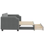vidaXL Lit de jour avec gigogne et tiroirs gris foncé 80x200 cm tissu