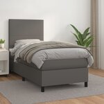 vidaXL Sommier à lattes de lit avec matelas Gris 90x190 cm Similicuir