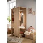 Meuble de rangement enfant - chêne doré - bois - Avec étageres et penderie - Babyprice Up