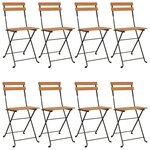 vidaXL Chaises de bistrot pliantes lot de 8 Bois teck solide et acier