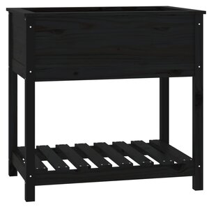 vidaXL Jardinière avec étagère Noir 82 5x54x81 cm Bois massif de pin