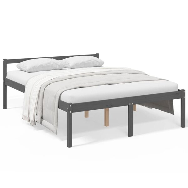 vidaXL Lit pour personne âgée gris 150x200 cm bois de pin massif