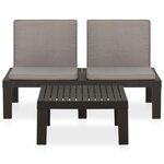 vidaXL Salon de jardin 2 Pièces avec coussins Plastique Gris