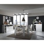 Buffet Maestro effet béton & laqué blanc brillant 4 portes - 184 x 42 x Hauteur 93 cm