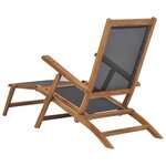 vidaXL Chaise de terrasse avec repose-pied Bois de teck solide Noir