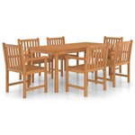 vidaXL Ensemble à manger de jardin 7 Pièces Bois de teck massif