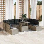 vidaXL Ensemble de salon de jardin de 10 pièces avec coussins Gris clair en poly rotin