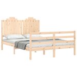 vidaXL Cadre de lit avec tête de lit 140x190 cm bois massif