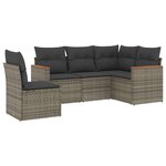 vidaXL Salon de jardin 5 Pièces avec coussins gris résine tressée