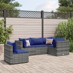 vidaXL Salon de jardin 5 Pièces avec coussins Gris Résine tressée