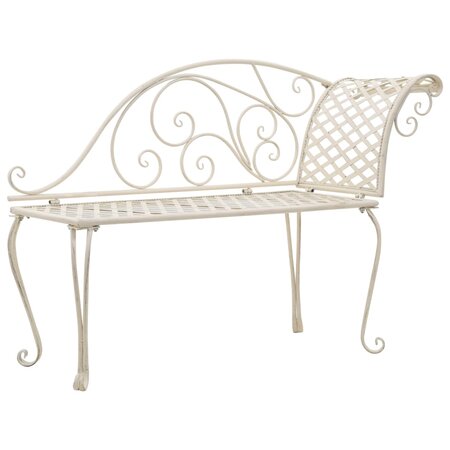 vidaXL Chaise longue de jardin 128 cm Métal Antique Blanc