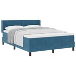 Lit à ressort vidaXL avec matelas bleu foncé 160x200 cm en velours