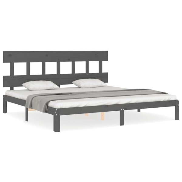 vidaXL Cadre de lit avec tête de lit gris 200x200 cm bois massif