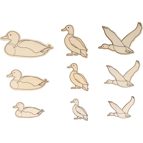 15 Mini décorations canards en bois