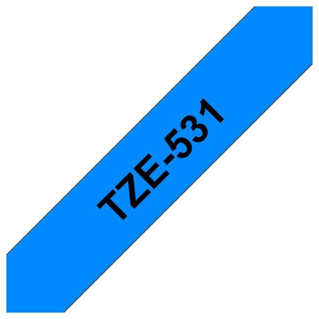 Ruban titreuse brother - tze - écriture noir / fond bleu - 12 mm x 8 m - modèle tze-531