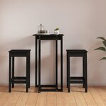 vidaXL Ensemble de bar 3 Pièces Noir Bois de pin massif