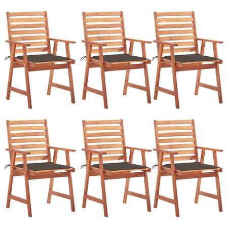 vidaXL Chaises à dîner d'extérieur 6 Pièces avec coussins Acacia massif