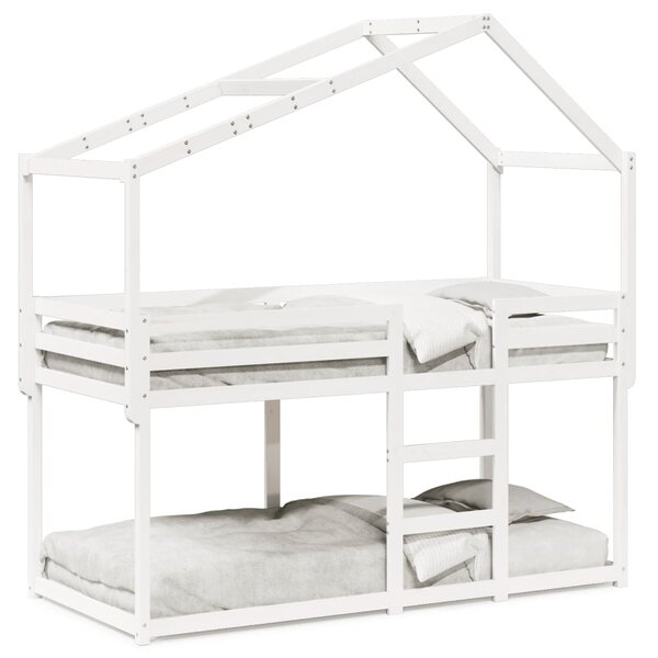 vidaXL Lit superposé avec toit blanc 75x190 cm bois massif de pin