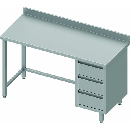 Table inox adossée pro avec 3 tiroirs - gamme 800 - stalgast -  - acier inoxydable1600x800 x800x900mm