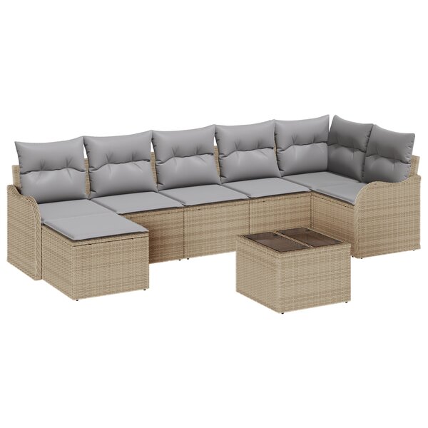 vidaXL Ensemble de Canapés de Jardin 8 Pièces avec Coussins Noir Poly Rotin