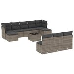 vidaXL Salon de jardin 11 Pièces avec coussins gris résine tressée