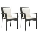 vidaXL Chaises de jardin lot de 2 avec coussins Résine tressée Noir