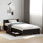 vidaXL Cadre de lit avec tiroirs sans matelas noir 90x200 cm