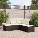 vidaXL Salon de jardin avec coussins 5 Pièces marron résine tressée