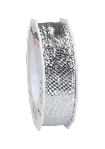 Ruban lurex laitonné devon 20-m-rouleau 25 mm  argent