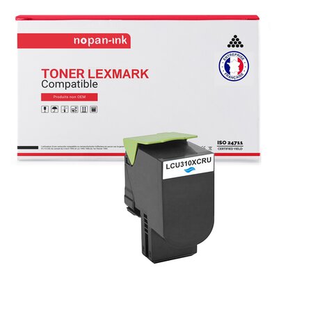 NOPAN-INK - Toner x1 - CS510 CS310 CS410 CS310DN CS410N (Cyan) - Compatible pour CS 510DTE CS 510DE CS 310N CS 410DTN CS 410DN CS