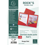 Paquet De 25 Chemises Double Poche Rock''s 210 - Double A4 Ou A3 - 24x32cm - Rouge - X 10 - Exacompta